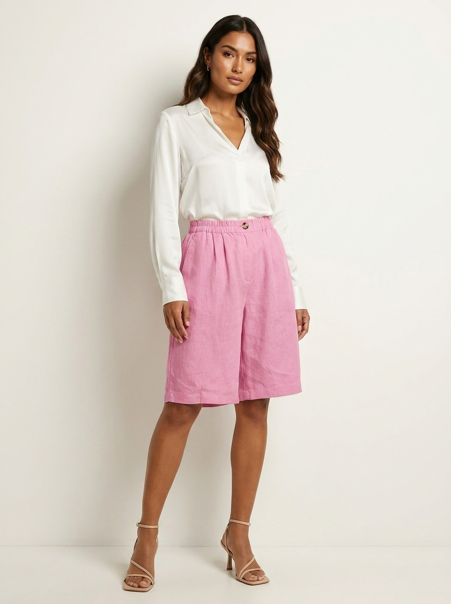 Relaxed Linen Blend Shorts - Madeline