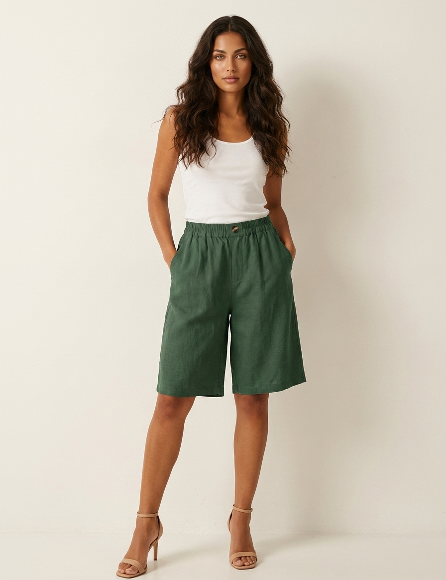 Relaxed Linen Blend Shorts - Madeline