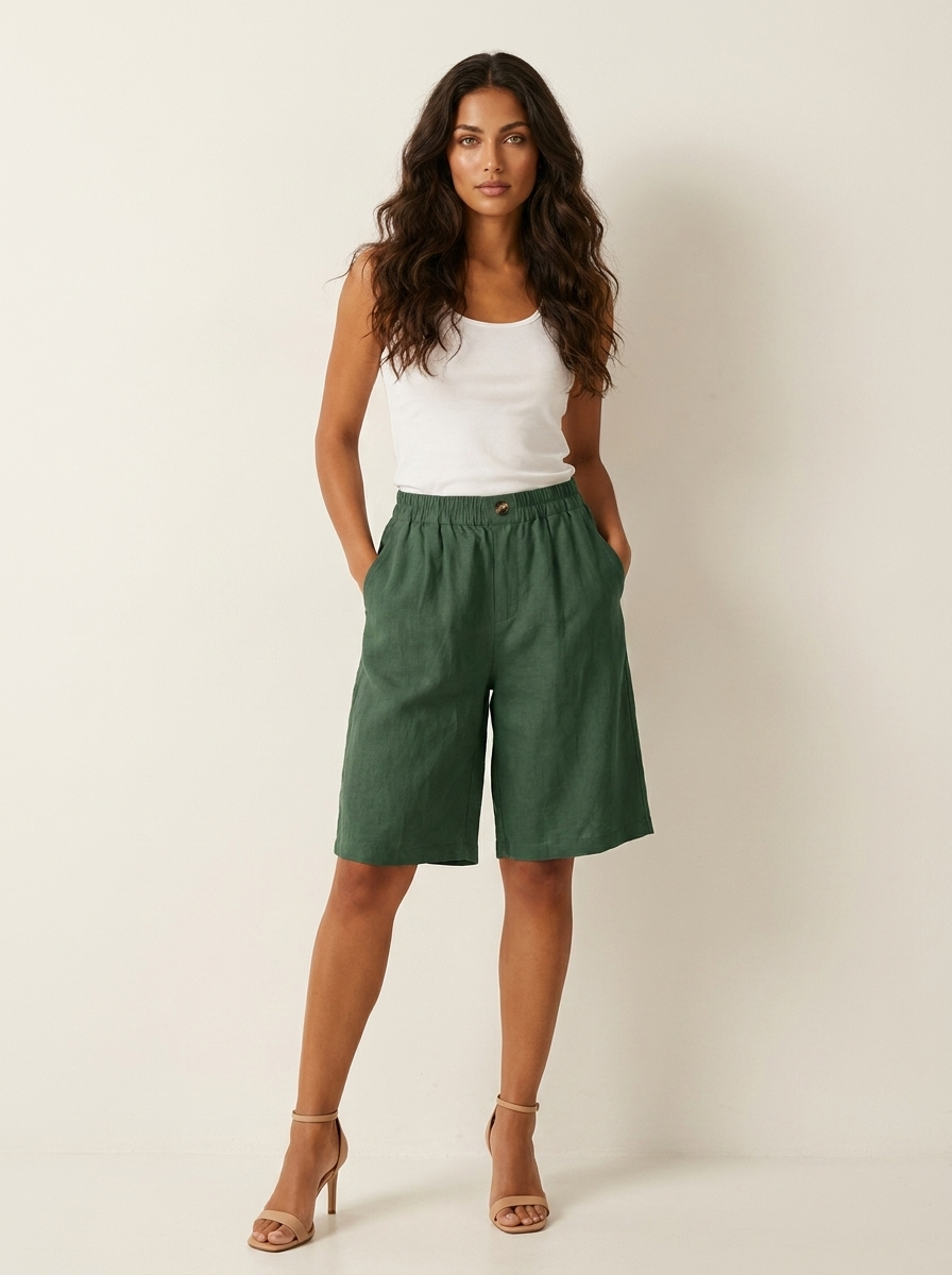 Relaxed Linen Blend Shorts - Madeline