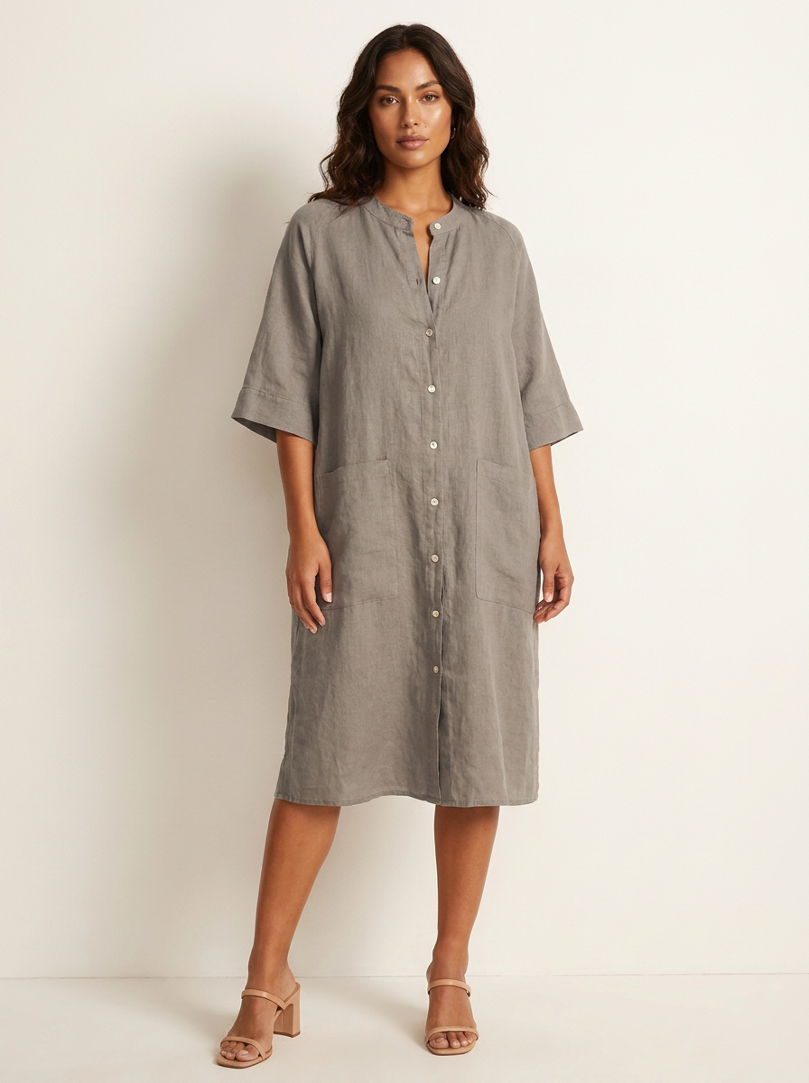 Relaxed Linen Shirt Dress - Harper