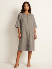 Relaxed Linen Shirt Dress - Harper