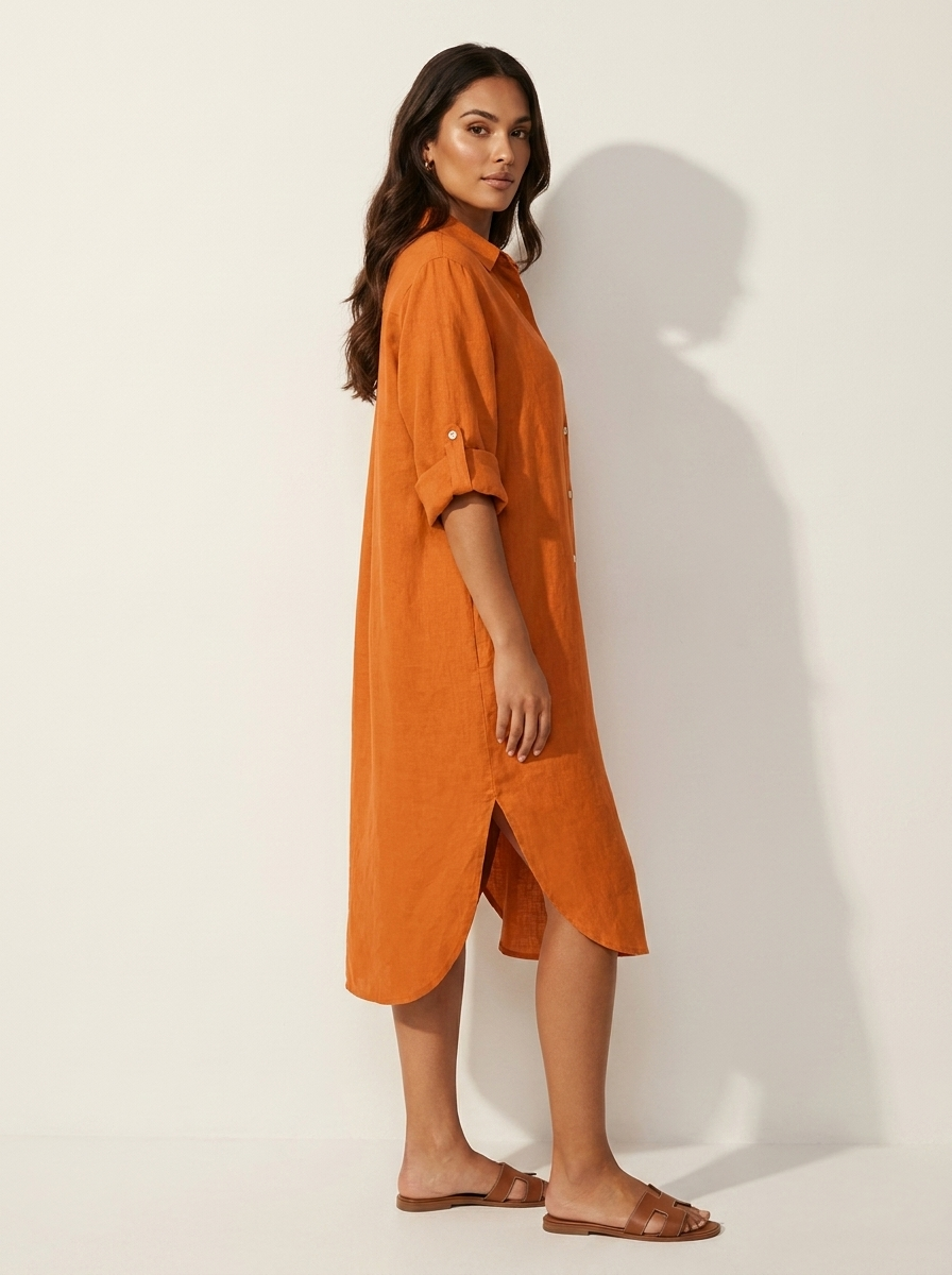 Relaxed Linen Shirt Dress - Harper