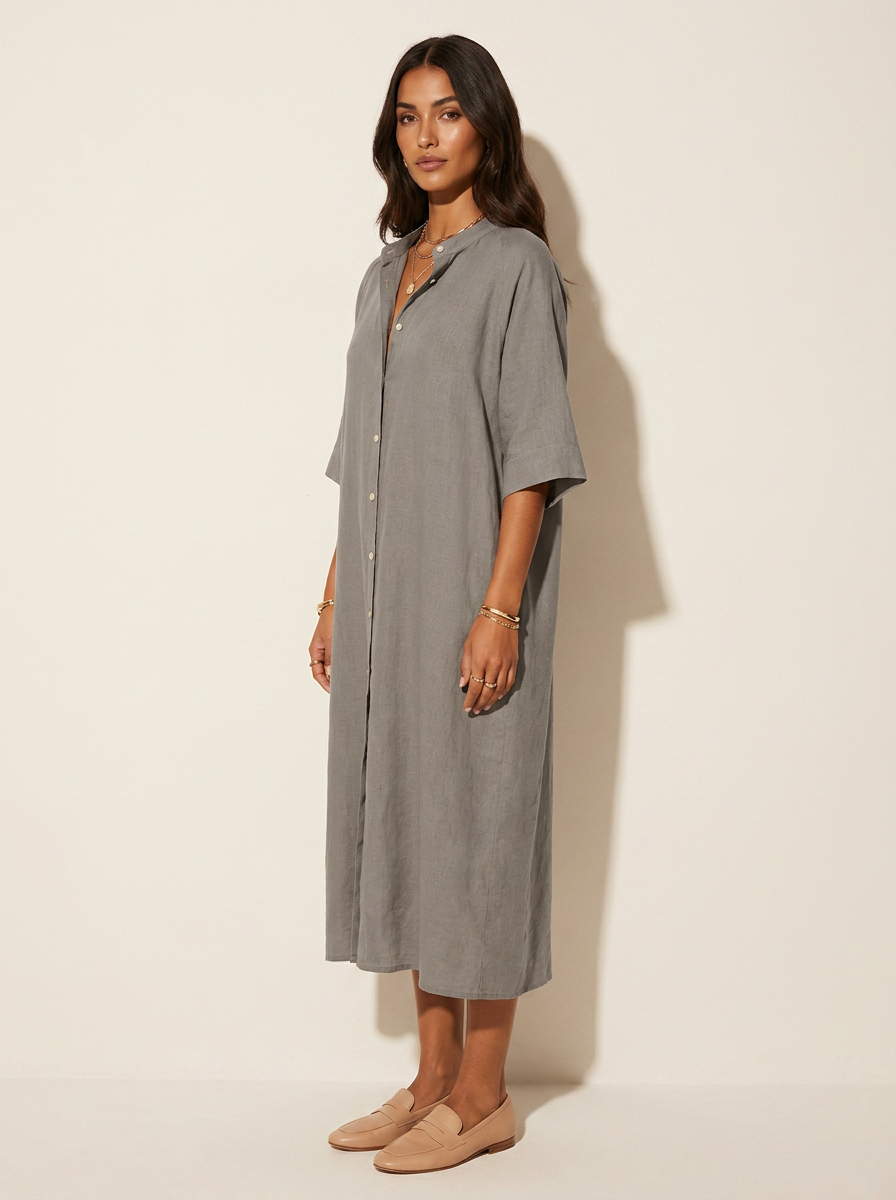 Relaxed Linen Shirt Dress - Harper