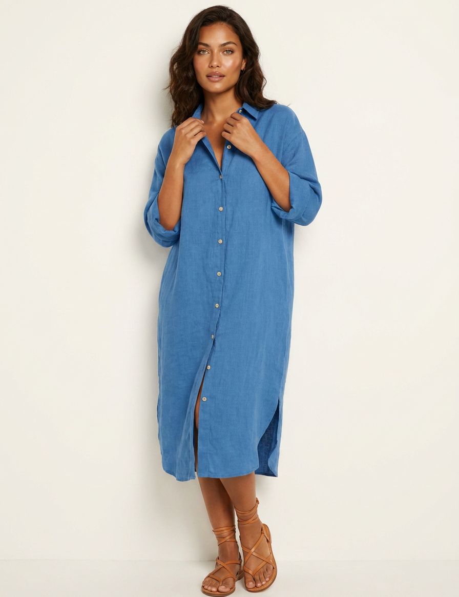 Relaxed Linen Shirt Dress - Harper