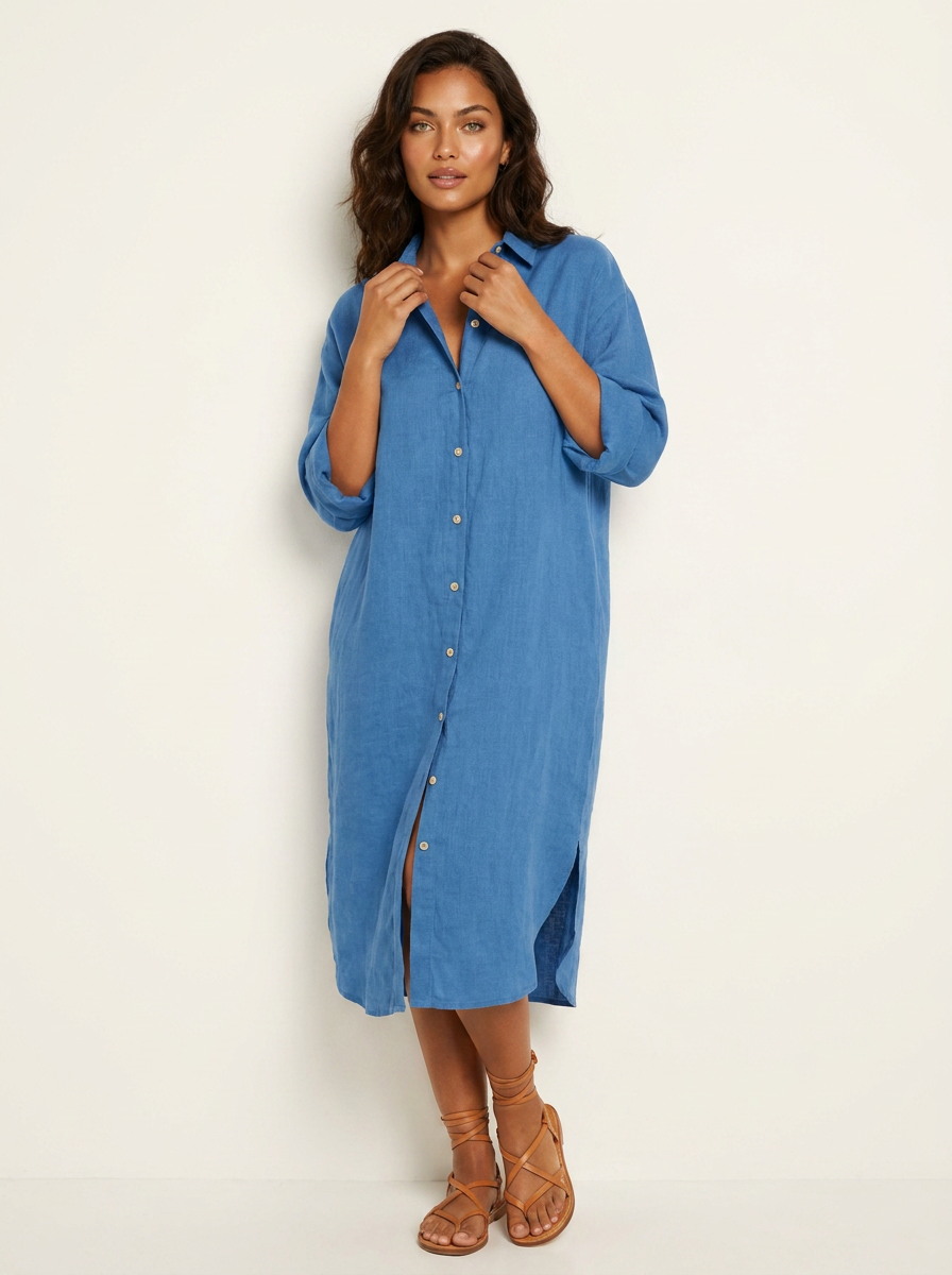 Relaxed Linen Shirt Dress - Harper