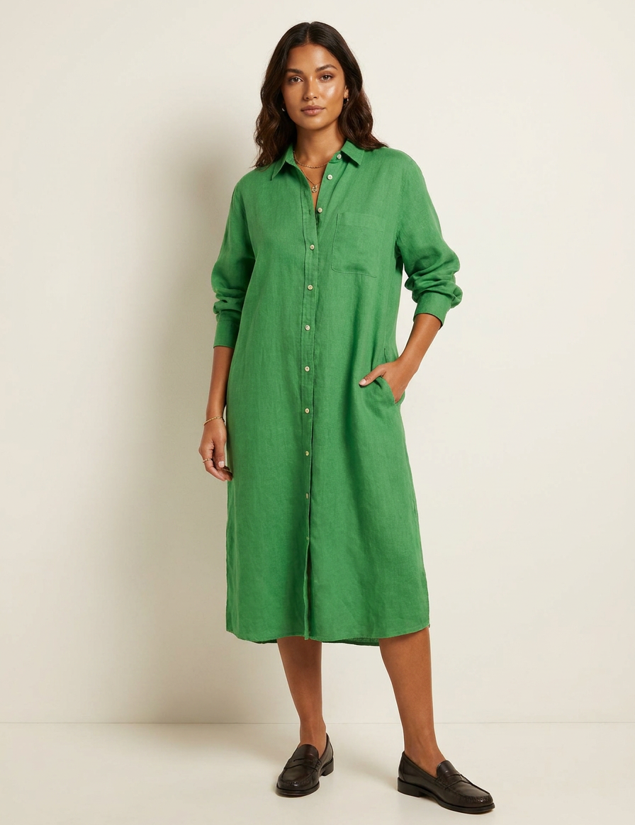Relaxed Linen Shirt Dress - Harper