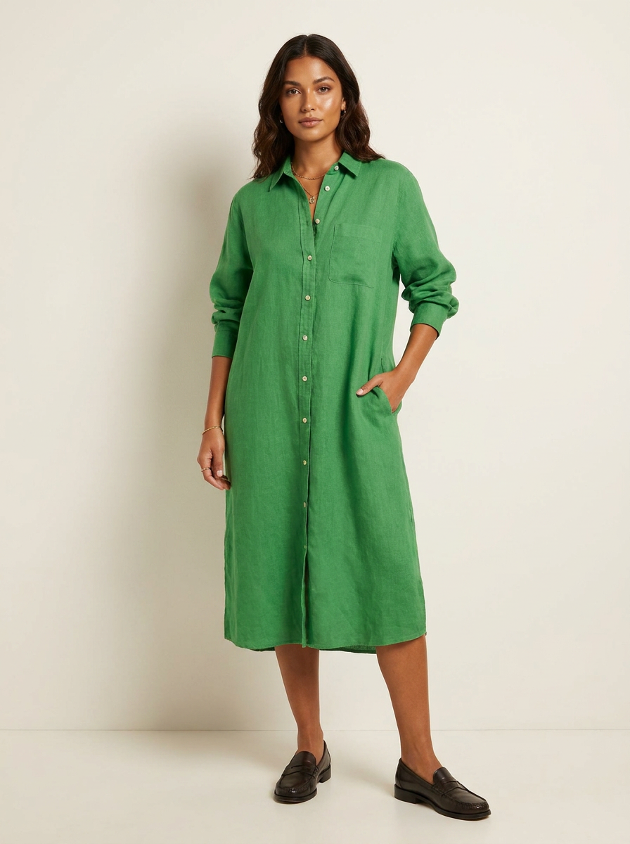 Relaxed Linen Shirt Dress - Harper