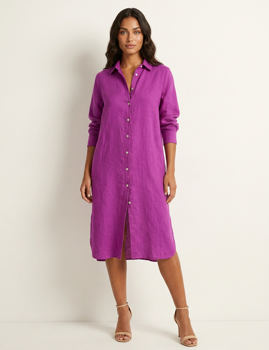 Relaxed Linen Shirt Dress - Harper