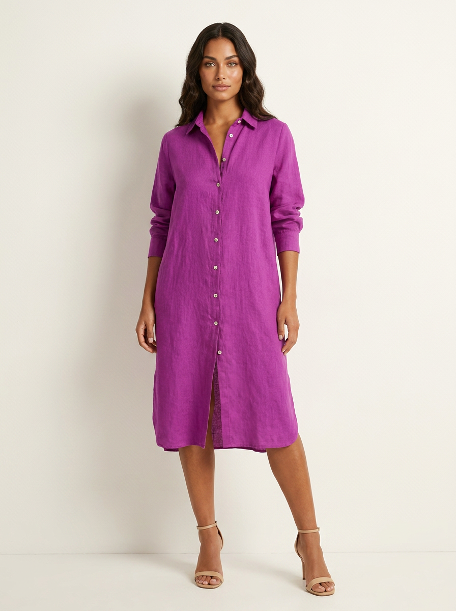 Relaxed Linen Shirt Dress - Harper