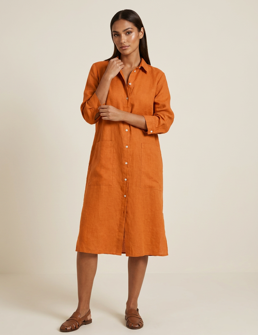 Relaxed Linen Shirt Dress - Harper