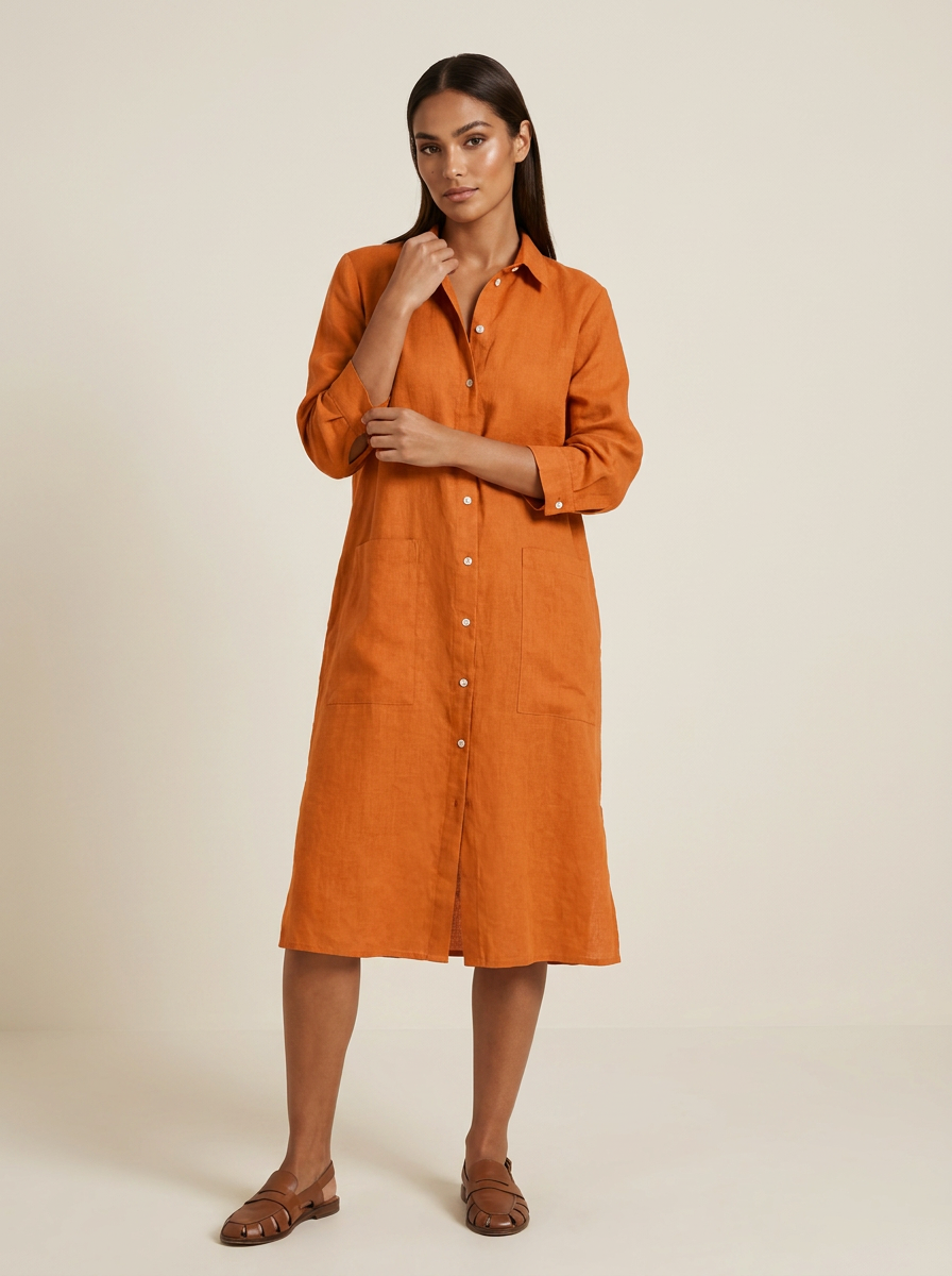 Relaxed Linen Shirt Dress - Harper
