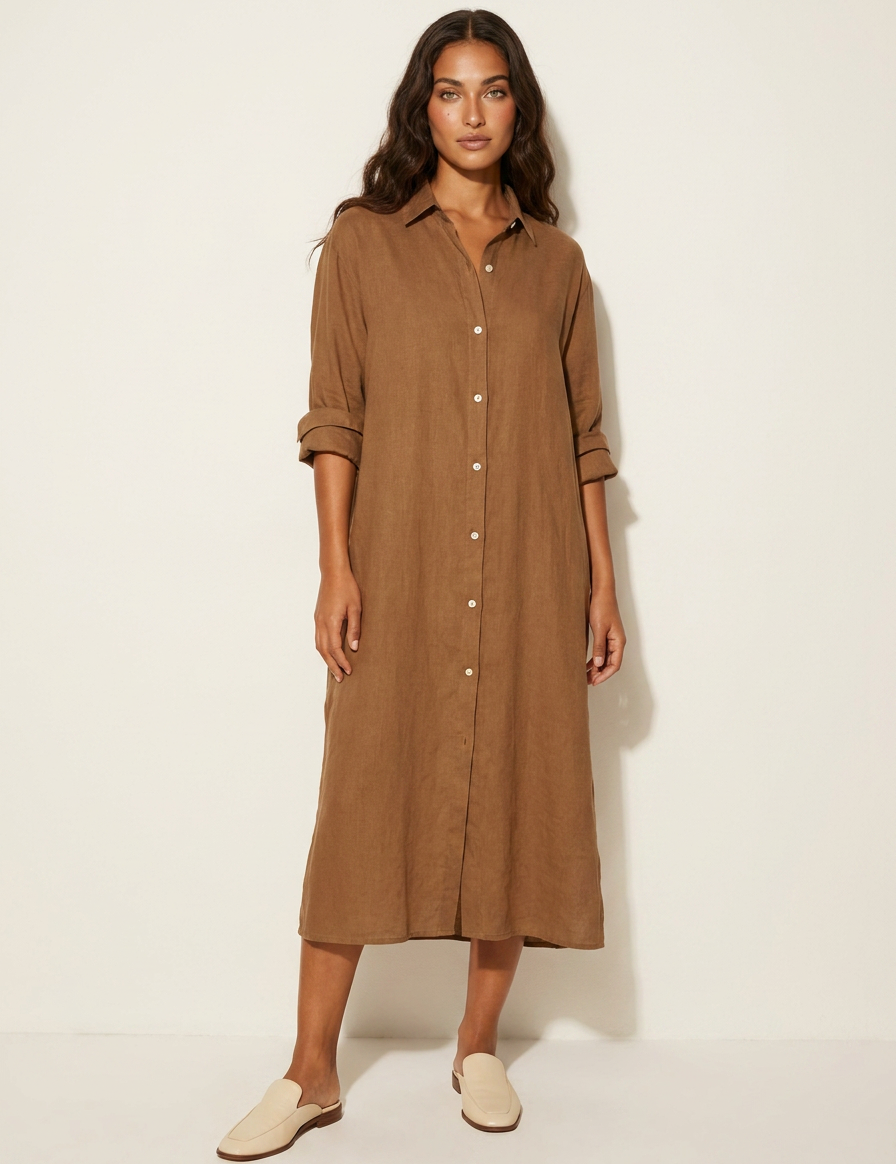 Relaxed Linen Shirt Dress - Harper