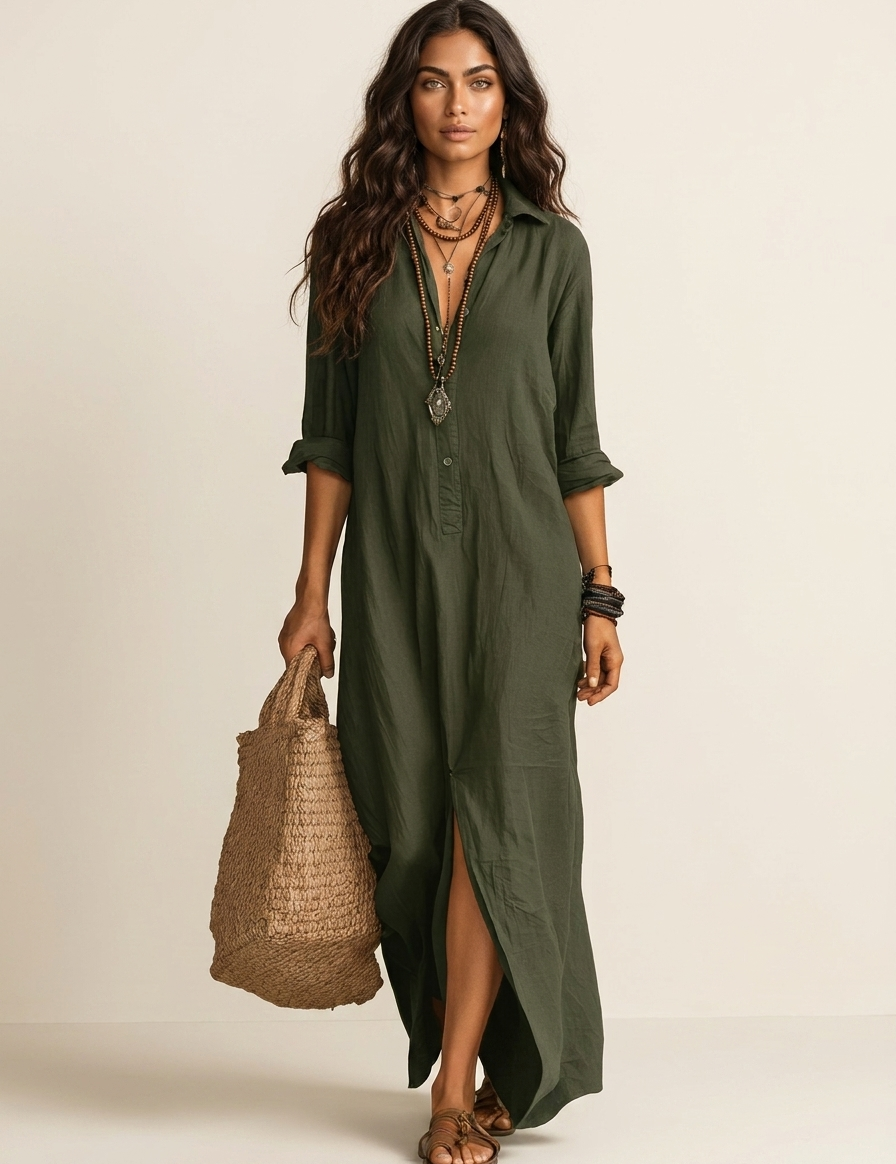 Relaxed Maxi Shirt Dress - Aria