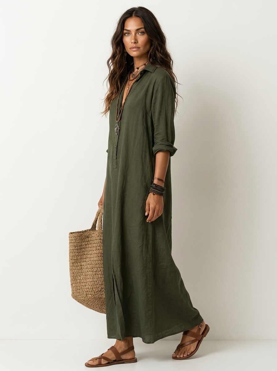 Relaxed Maxi Shirt Dress - Aria