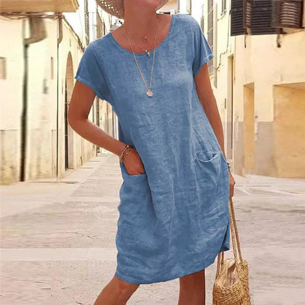 Relaxed Pocket Linen Dress - Mila