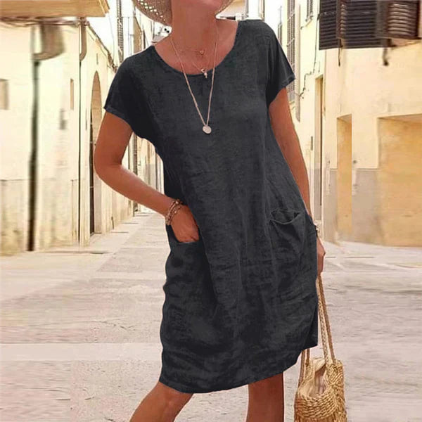 Relaxed Pocket Linen Dress - Mila