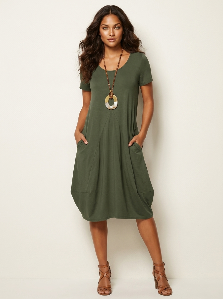 Relaxed Pocket Midi Dress - Noelle