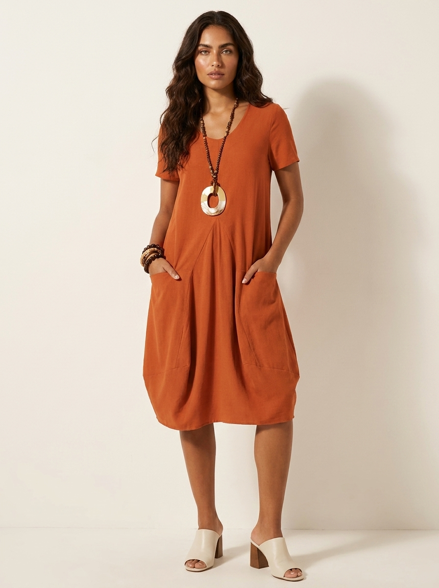 Relaxed Pocket Midi Dress - Noelle