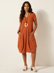 Relaxed Pocket Midi Dress - Noelle