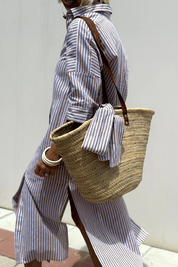Relaxed Striped Midi Shirt Dress - Olivia