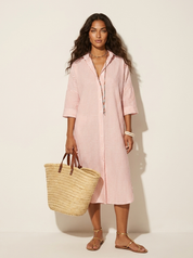Relaxed Striped Midi Shirt Dress - Olivia