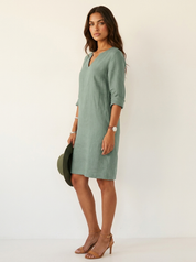Relaxed V-Neck Shift Dress - Sophie