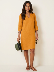 Relaxed V-Neck Shift Dress - Sophie