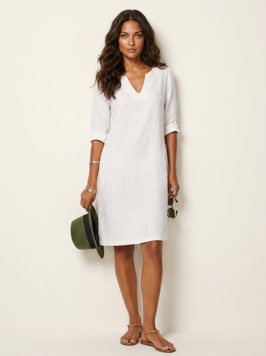 Relaxed V-Neck Shift Dress - Sophie