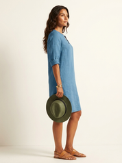 Relaxed V-Neck Shift Dress - Sophie