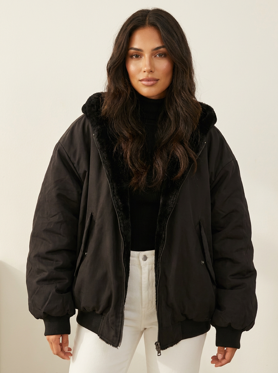 Reversible Teddy Bomber Jacket - Elara