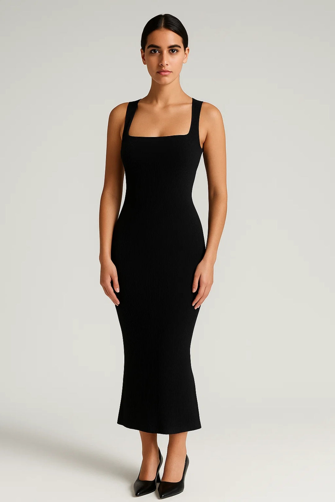Ribbed Midi Bodycon Dress - Ava