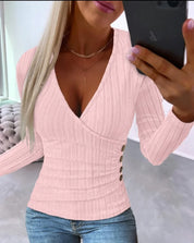 Ribbed wrap top with shaping effect - Olivia