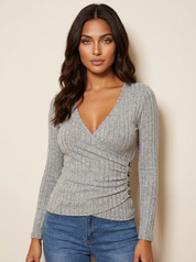 Ribbed wrap top with shaping effect - Olivia