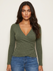 Ribbed wrap top with shaping effect - Olivia