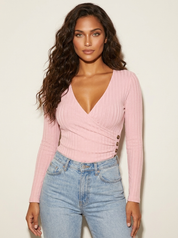 Ribbed wrap top with shaping effect - Olivia