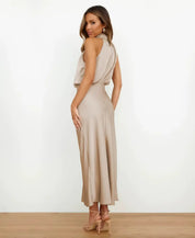 Satin Halter Midi Dress - Amara