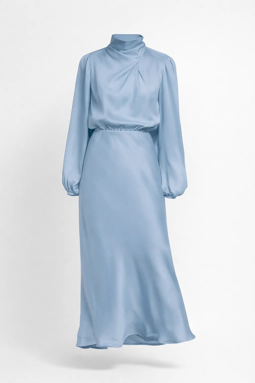 Satin Midi Dress with High Neck - Viviane