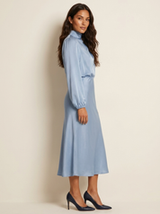 Satin Midi Dress with High Neck - Viviane