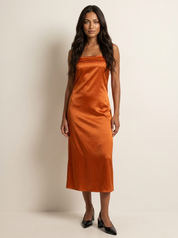 Satin Midi Dress with Open Back - Serena