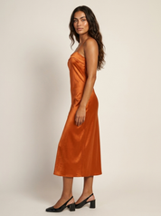 Satin Midi Dress with Open Back - Serena