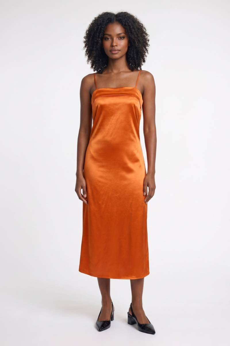 Satin Midi Dress with Open Back - Serena