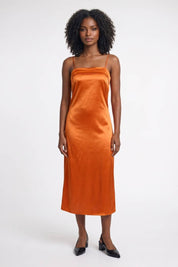 Satin Midi Dress with Open Back - Serena