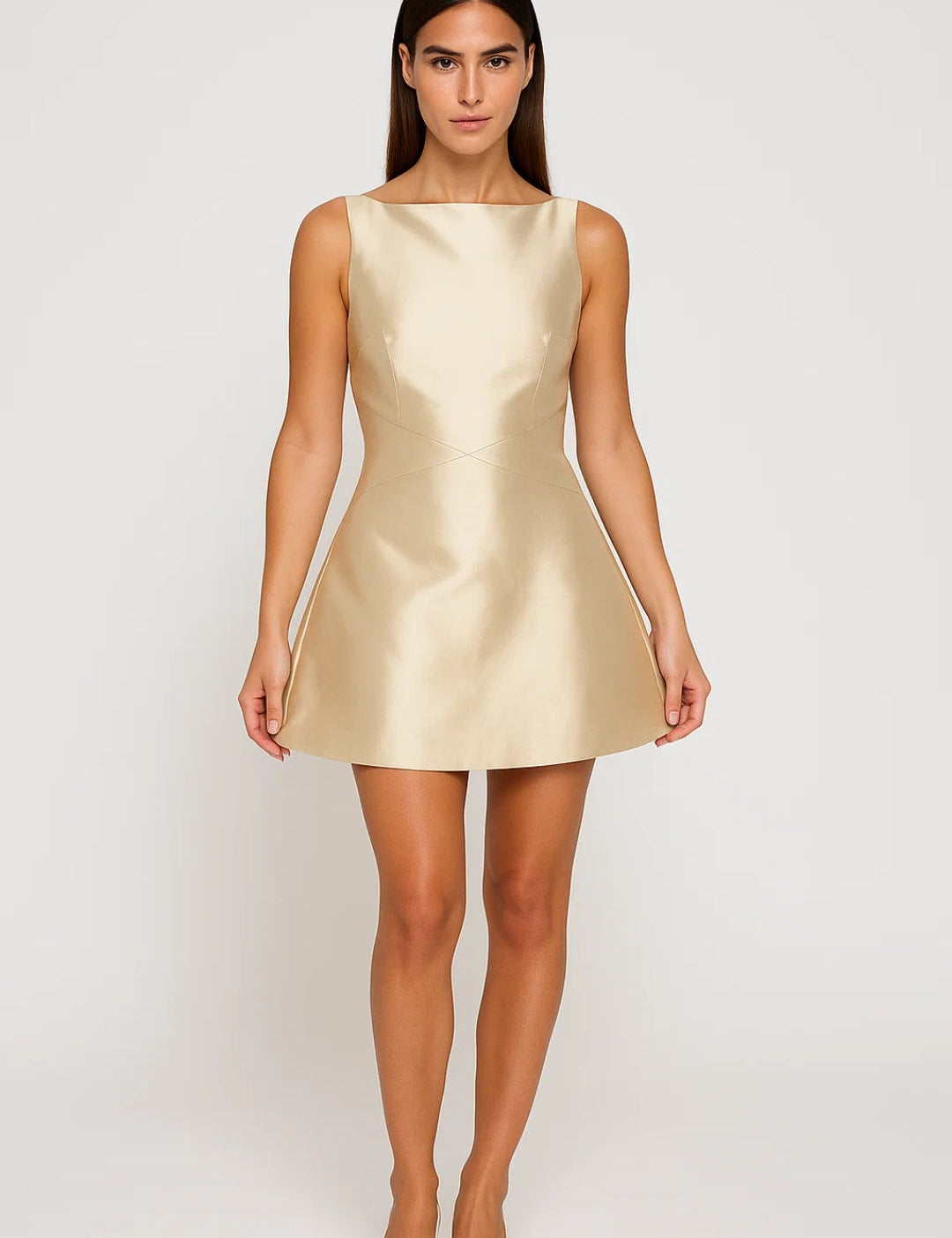 Satin Mini Dress with Statement Bow - Amélie
