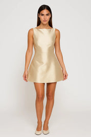 Satin Mini Dress with Statement Bow - Amélie