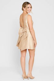 Satin Mini Dress with Statement Bow - Amélie