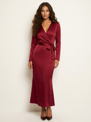 Satin Wrap Maxi Dress - Isabella