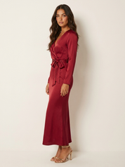 Satin Wrap Maxi Dress - Isabella