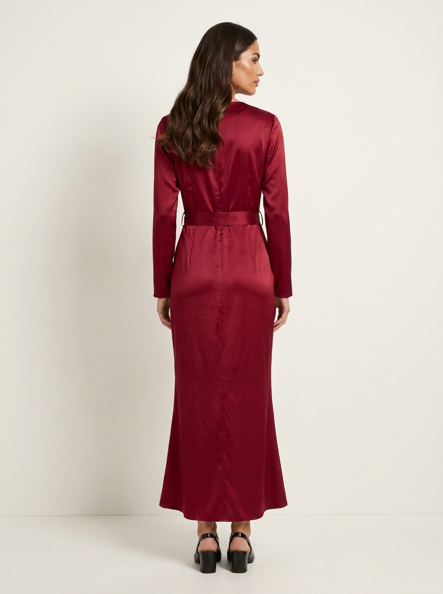 Satin Wrap Maxi Dress - Isabella