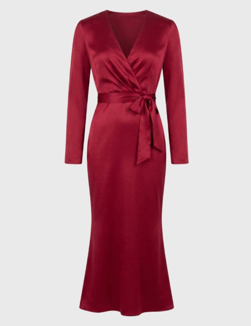 Satin Wrap Maxi Dress - Isabella