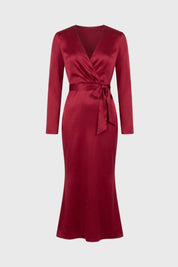 Satin Wrap Maxi Dress - Isabella